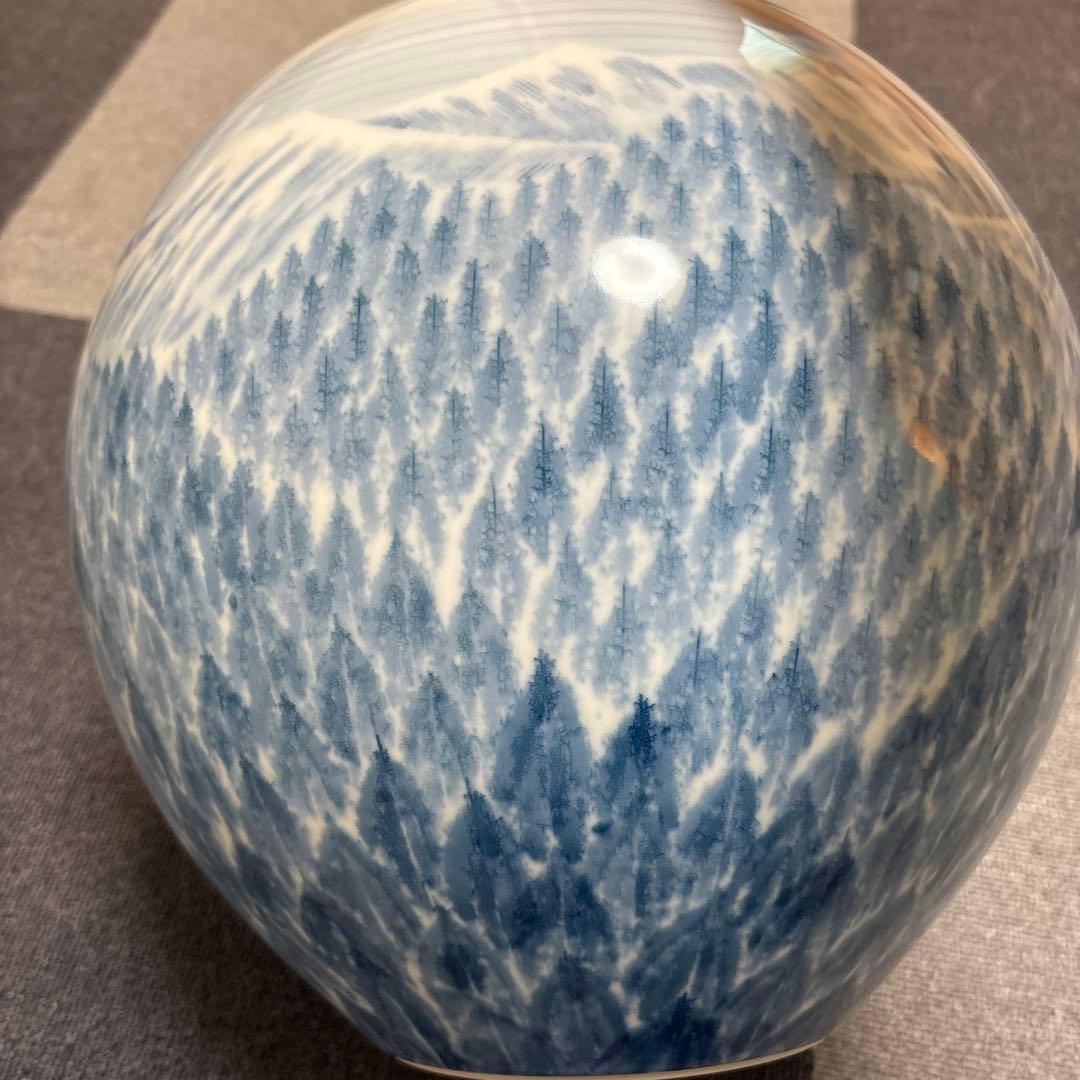 藤井朱明 壺 飾り壺 花器 日展人気作家 有田焼 大き早春 花瓶