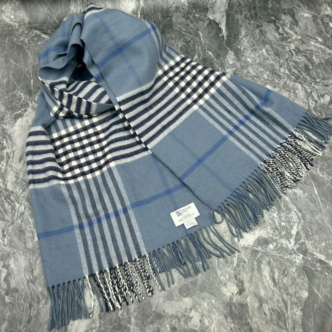 【美品】ジョンストンズ 大判ストール ユナイテッドアローズグリーンレーベル別注