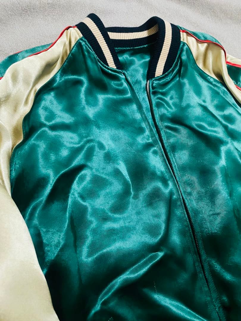 SHINA　美品 日本限定 鳥 スカジャン　サテン unisex ２面用レーヨン