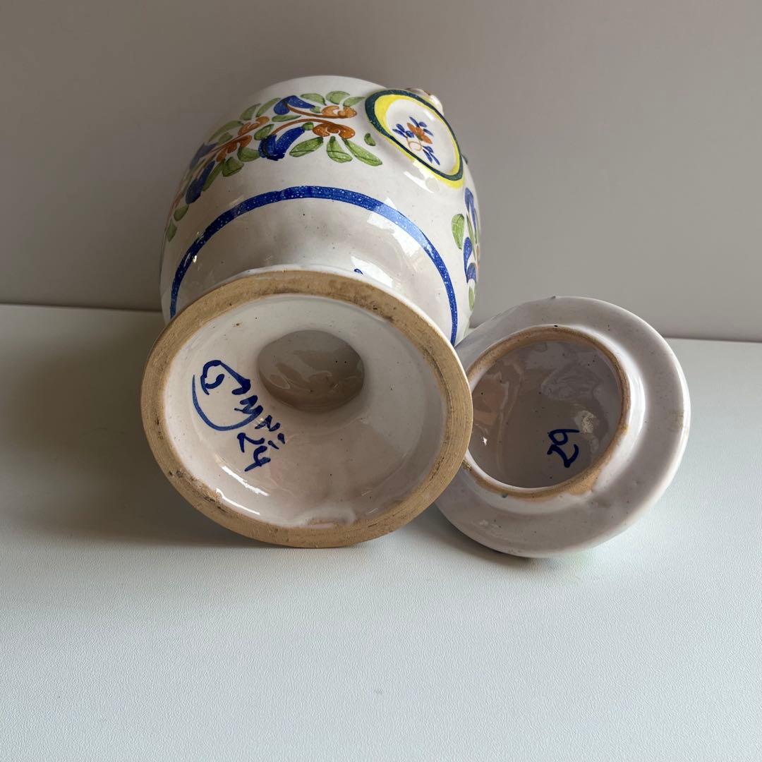 スペイン製　蓋付き　陶器　壺