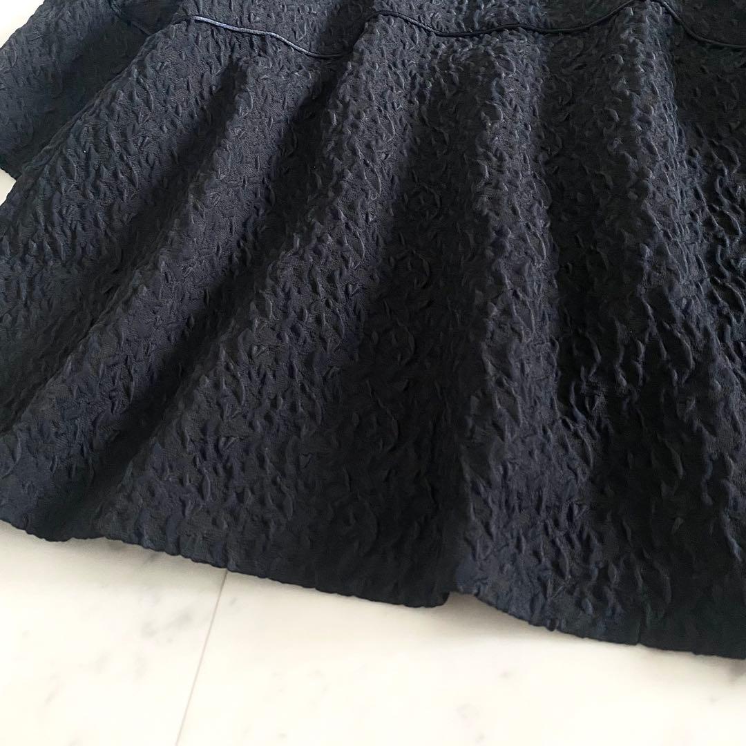 美品 ルフィル LE PHIL ストレッチジャガードパイピングブラウス ブラック