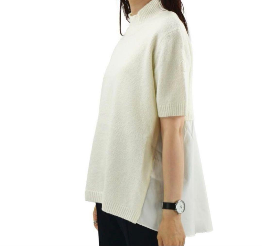 ★モンクレール　22年　ドッキングニット　半袖　M　ホワイト　正規品★