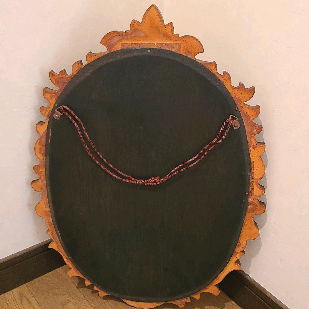 アンティーク木彫り　掛鏡 レトロ