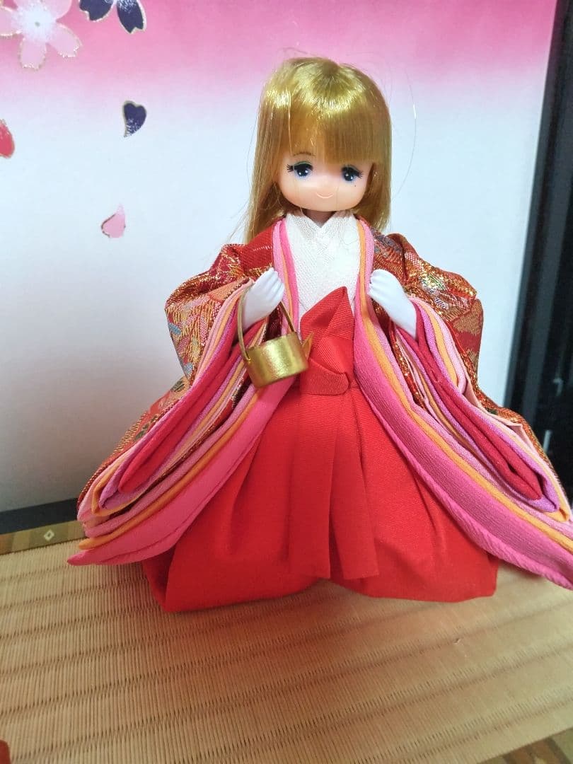 リカちゃん　雛人形 ④ 親王と三人官女（リメイク品）