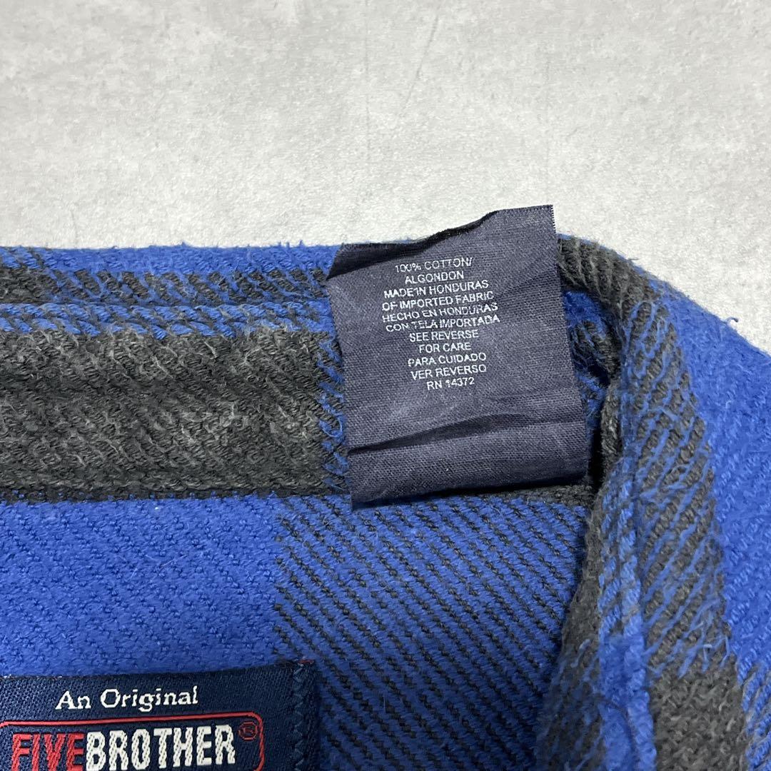 00s five brother ブロックチェック ネルシャツ 青黒　大きめ