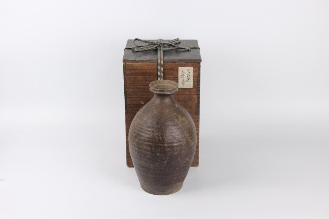 古陶壺　高麗時代　花瓶　花入り時代物　　大徳利　箱付　茶道具　ES1-21