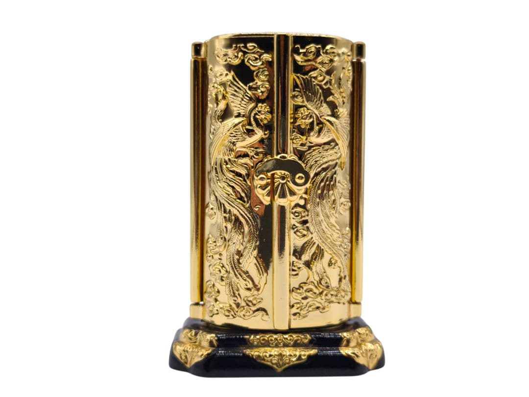 守り本尊 普賢菩薩 豆厨子 竜・巳年 生まれ 金色 開扉 置物 約9.7cm