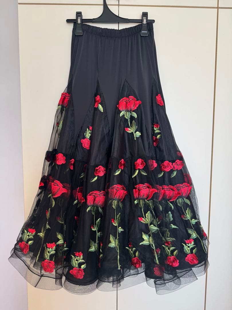 社交ダンス ドレス　薔薇刺繍