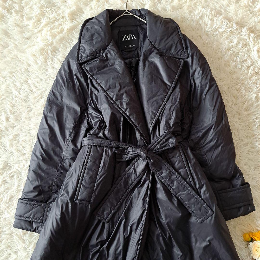 美品 ザラꕤ近年モデル 現行タグ トレンチ風 ベルト付 テーラード ロングコート