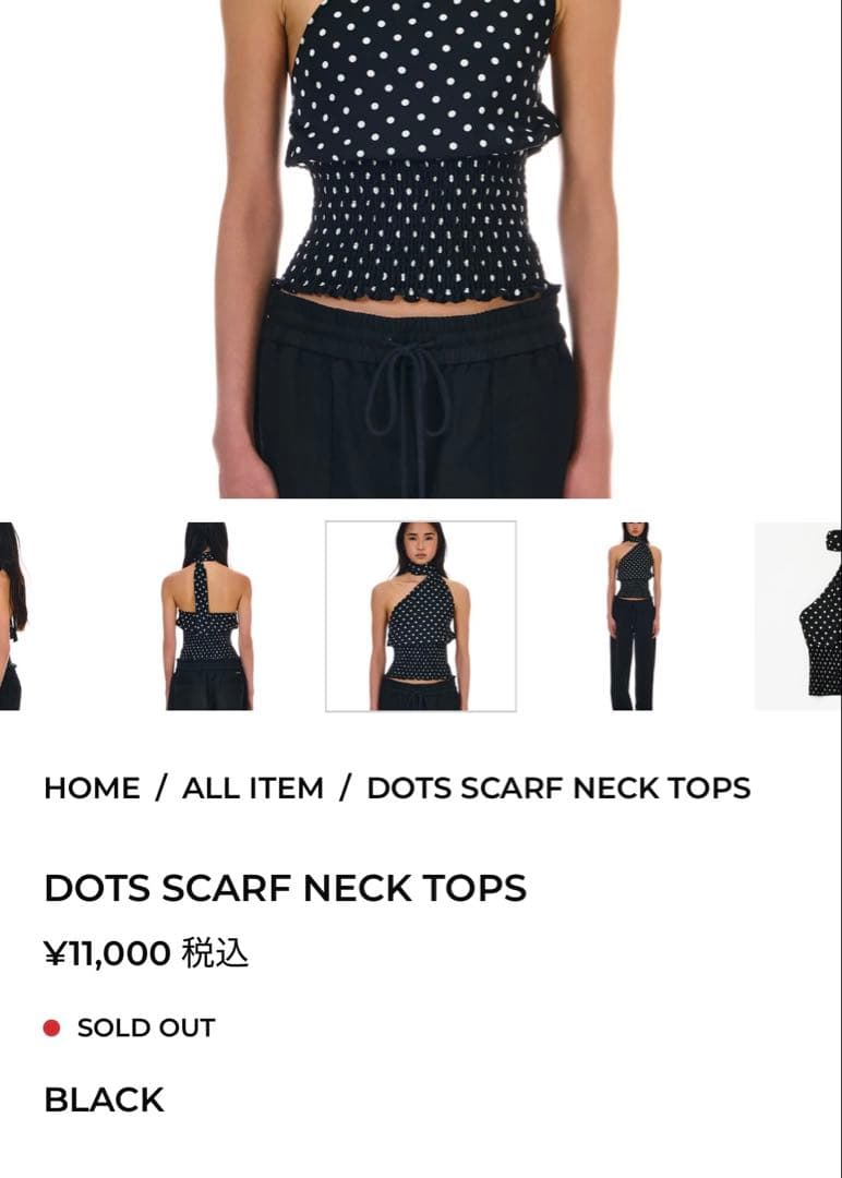 トップス BEEDEN DOTS SCARF NECK TOPS