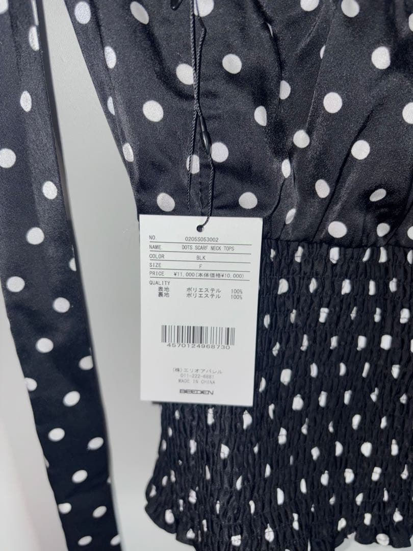 トップス BEEDEN DOTS SCARF NECK TOPS
