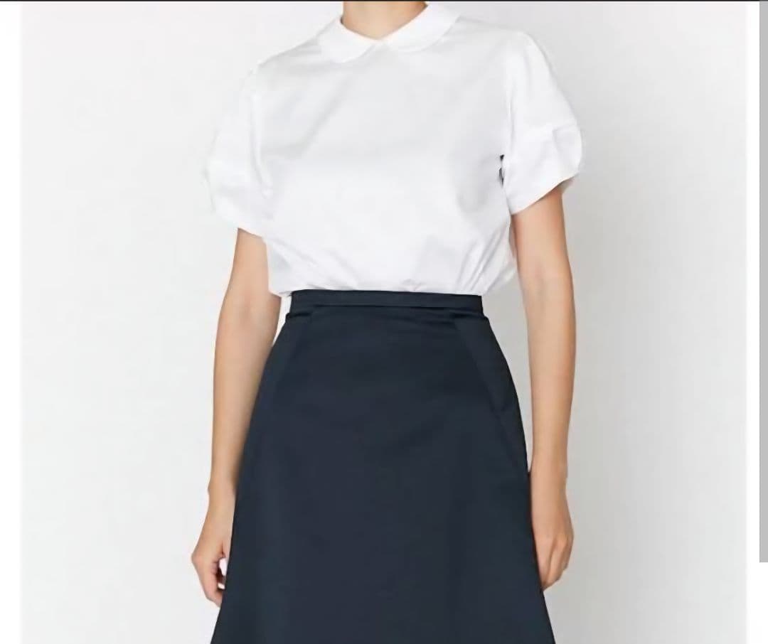 YOKO CHAN パフスリーブラウンドカラーシャツ