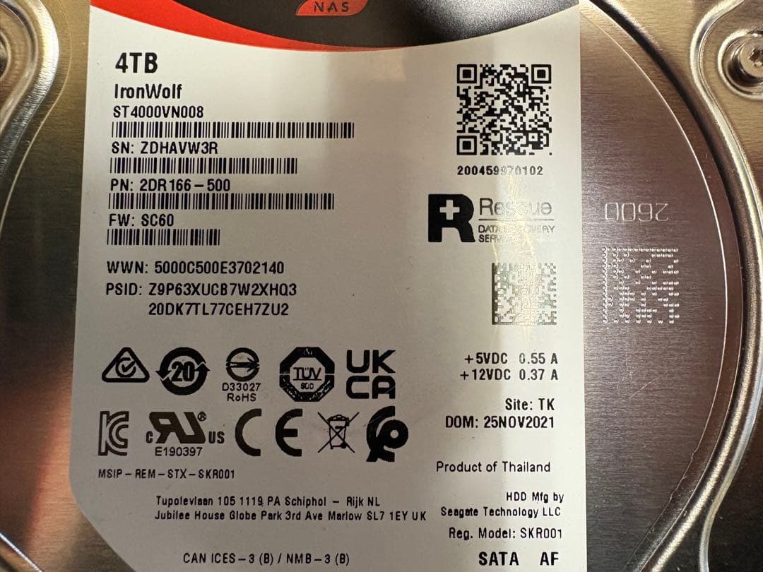Seagate IronWolf 4TB HDD ST4000VN008 2個