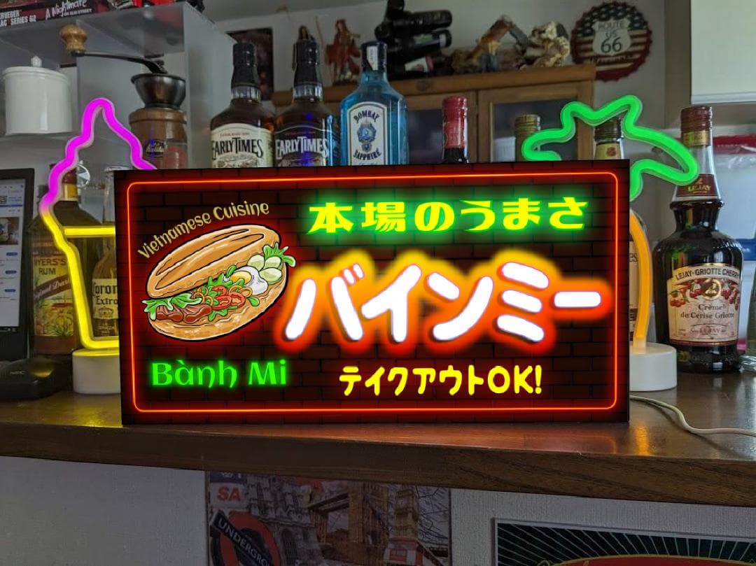 【Lサイズ】バインミー ホットドック ベトナム 看板 置物 雑貨 ライトBOX