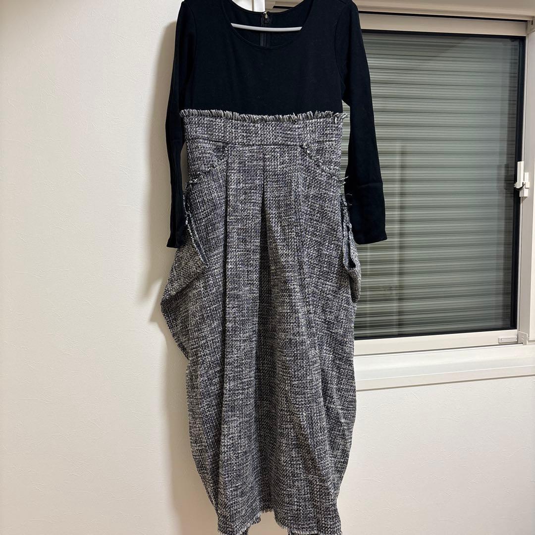 ワンピース acka docking tweed cocoon onepiece