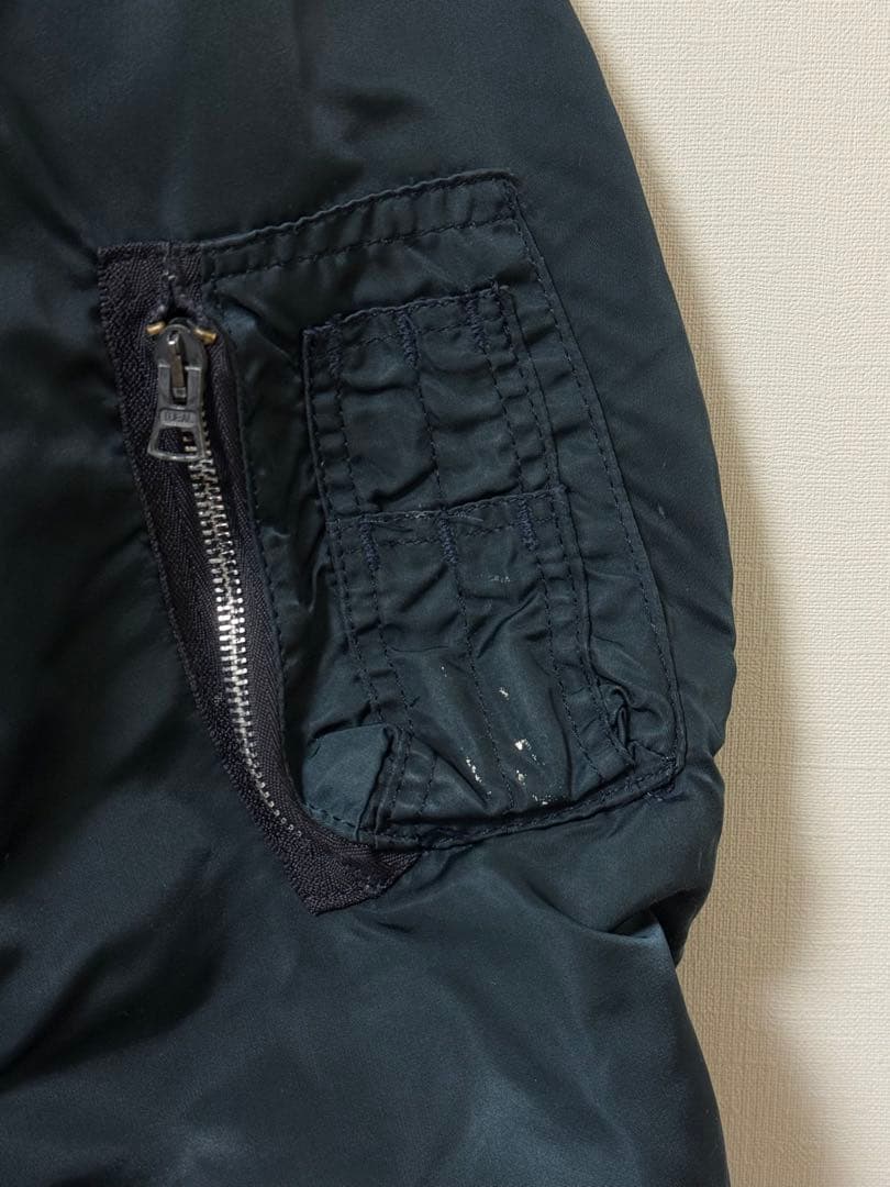 90sUSA製ALPHAアルファMA-1 フライトジャケットXLネイビー傷汚有