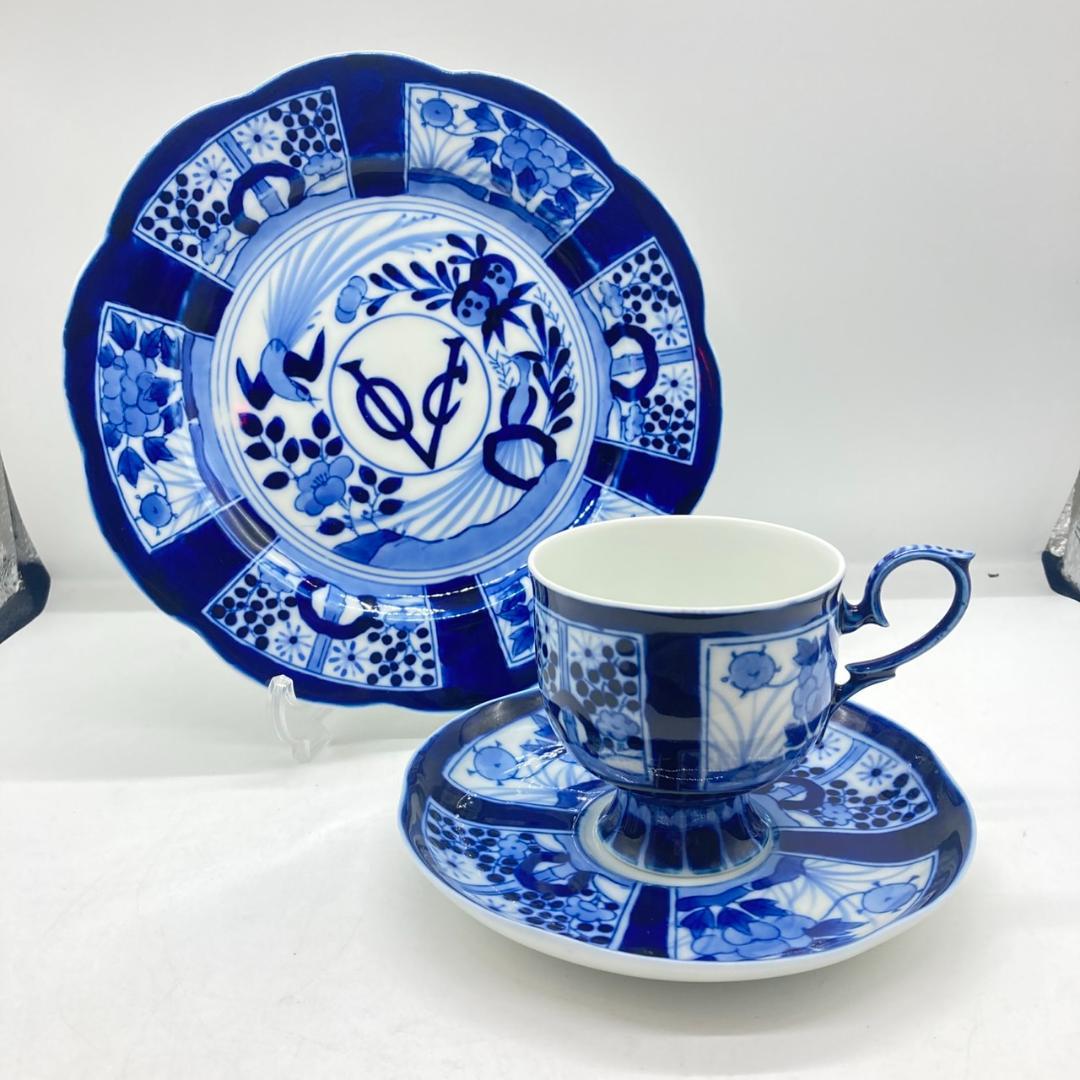 ▼深川製磁　VOC 芙蓉手　カップ＆ソーサー　プレート　ティーセット　有田焼