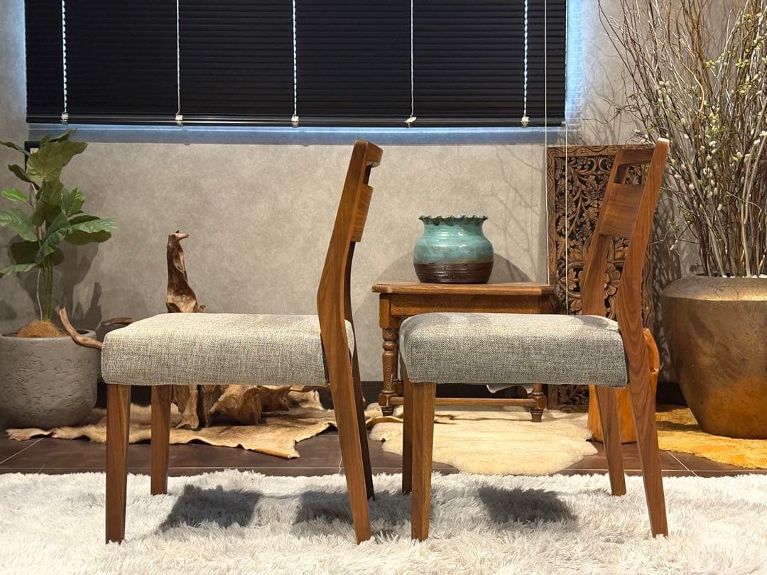 迪卡様　モダン　ビンテージ　ウォールナット　ダイニングチェア　4脚セット　H