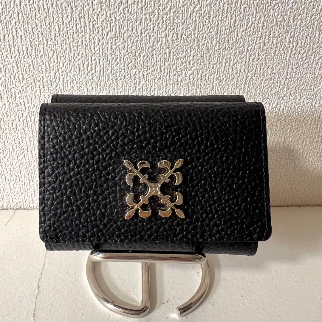 未使用品 ラシット モノグラム 3つ折り財布 ブラック 黒 レザー カード 箱付