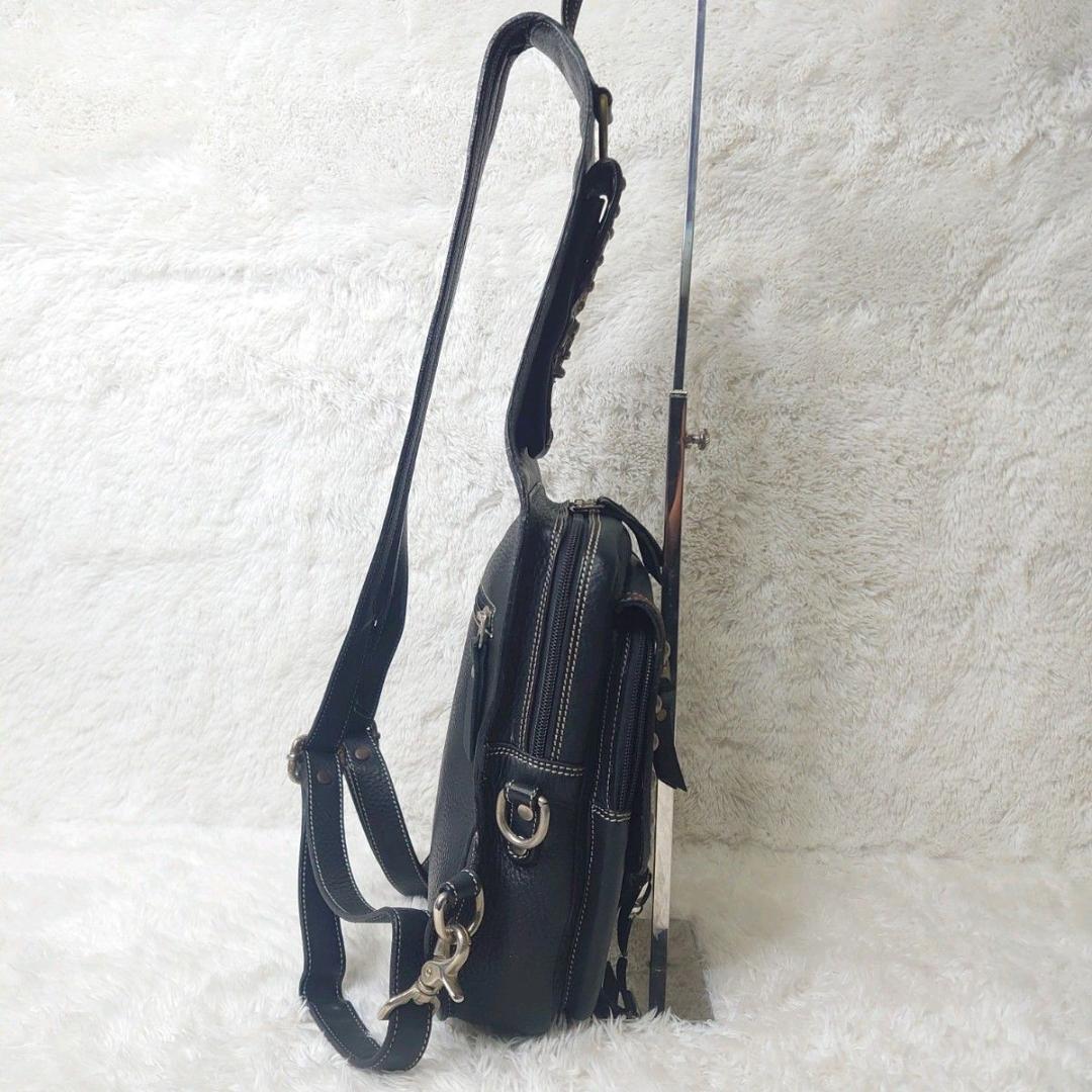 【美品】WILD HEARTS ボディバッグ アメリカン バイカー ショルダ 黒