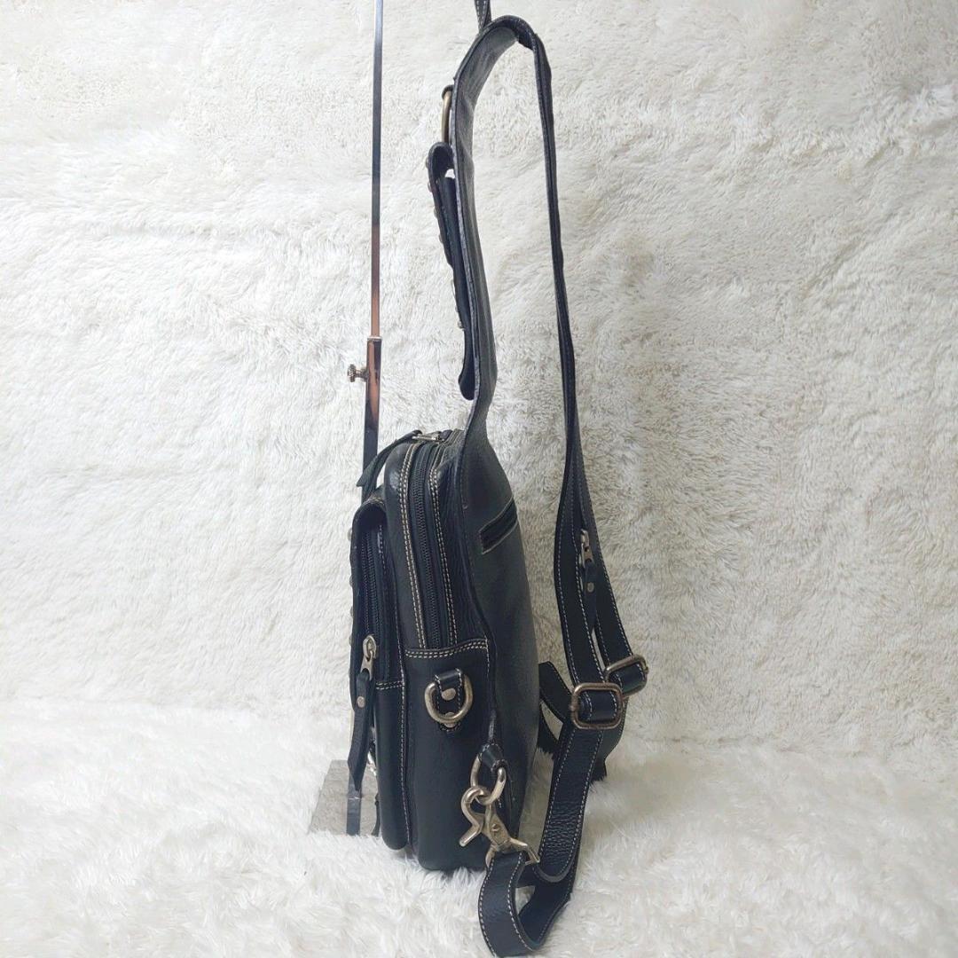 【美品】WILD HEARTS ボディバッグ アメリカン バイカー ショルダ 黒