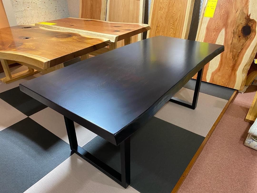 №38a　杉一枚板☆アイアン脚テーブル☆新入荷　幅広貴重品！6帖★キズあり★
