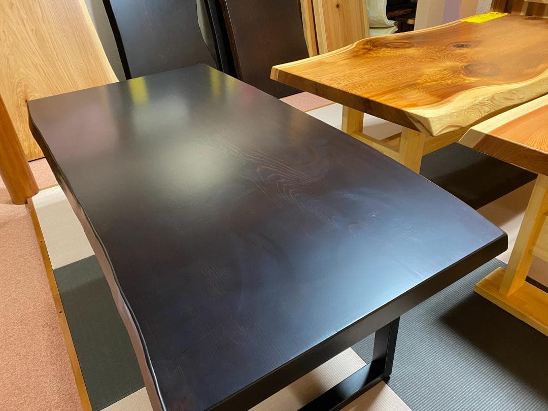№38a　杉一枚板☆アイアン脚テーブル☆新入荷　幅広貴重品！6帖★キズあり★
