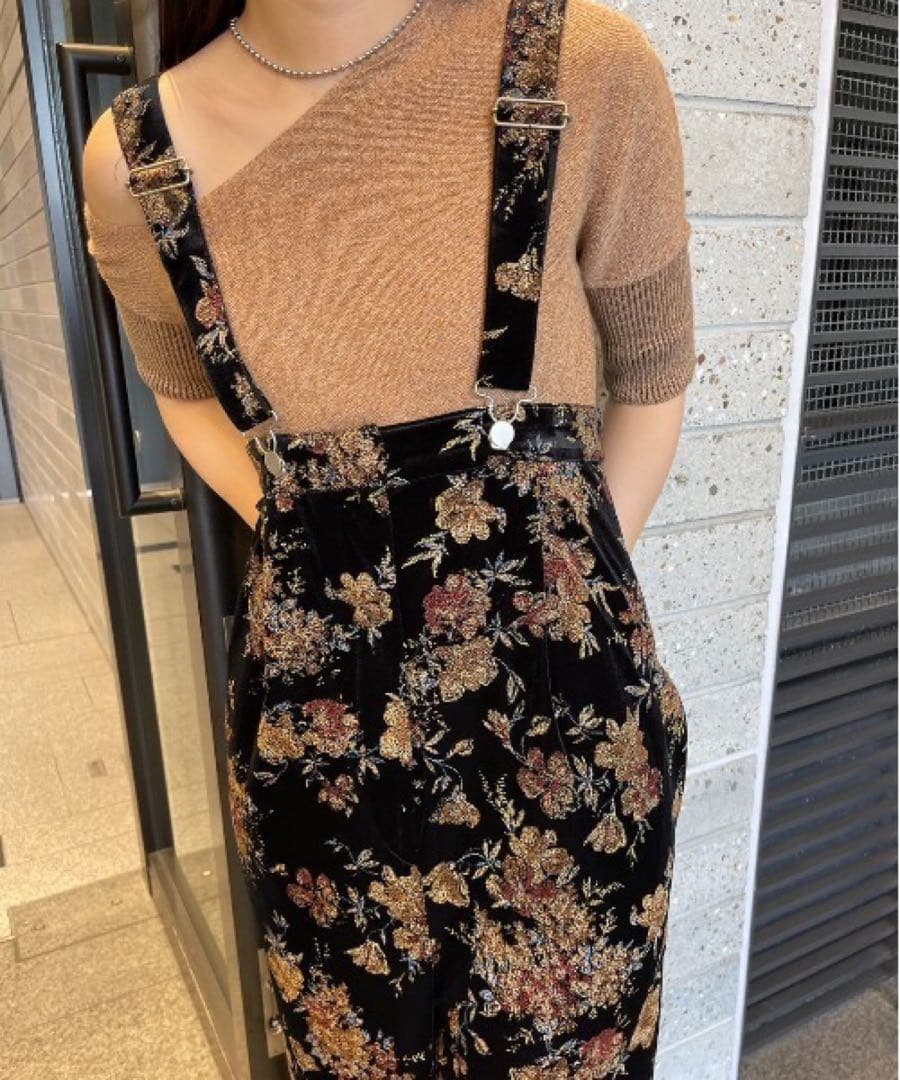 サロペット・オーバーオール・オールインワン Ameri FLOWER PRINT VELOUR PANTS