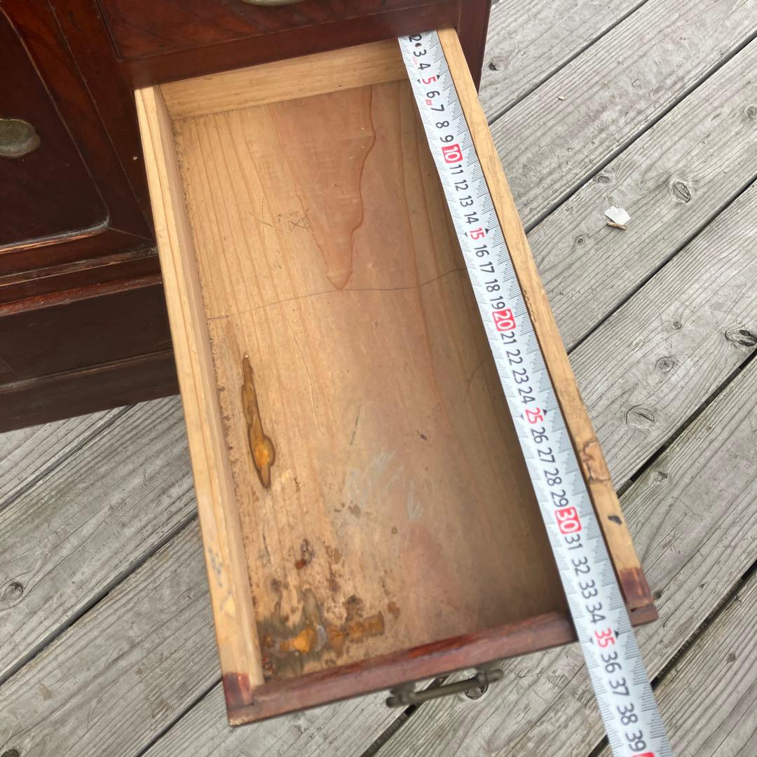 昭和レトロ 無垢材 茶箪笥 すりガラス サイドボード 古家具 古民家 ビンテージ