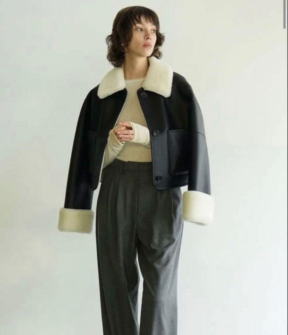 ジャケット・アウター CLANE VEGAN LEATHER BOA SHORT JAKET