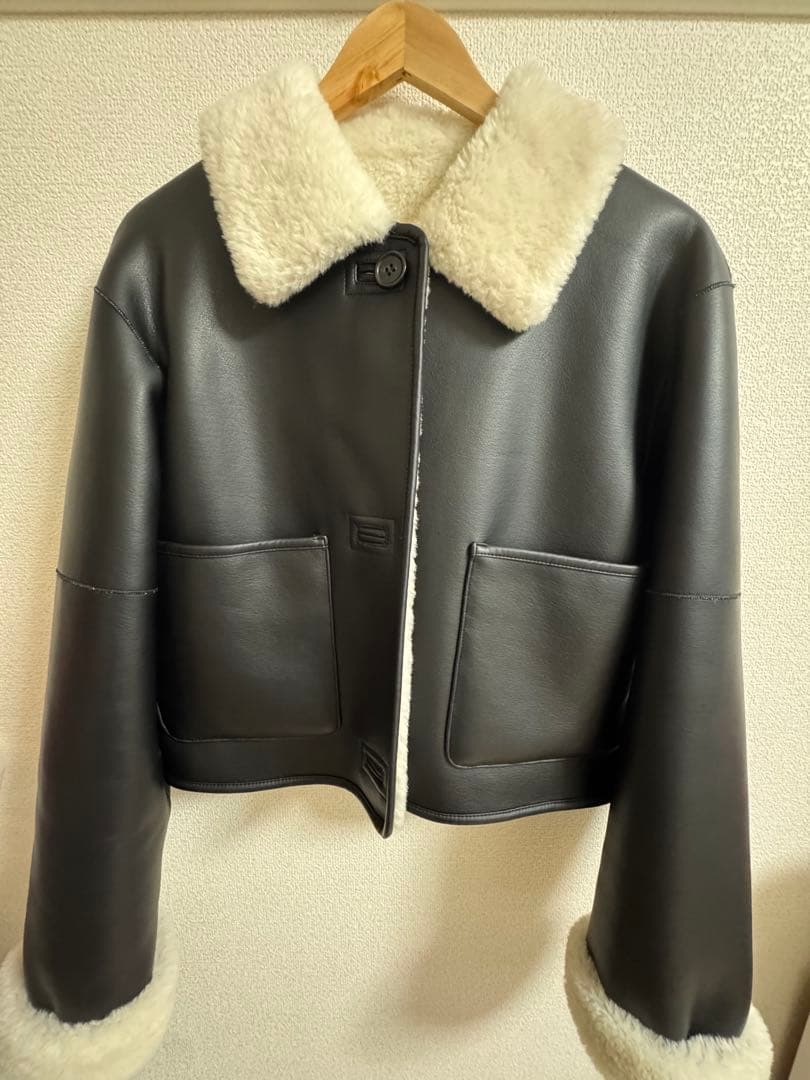 ジャケット・アウター CLANE VEGAN LEATHER BOA SHORT JAKET