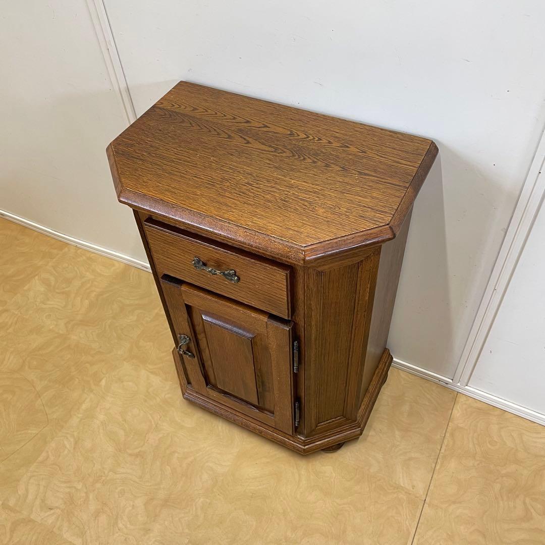 オーク材 6角キャビネット コンソール チェスト 電話台 棚 アンティーク