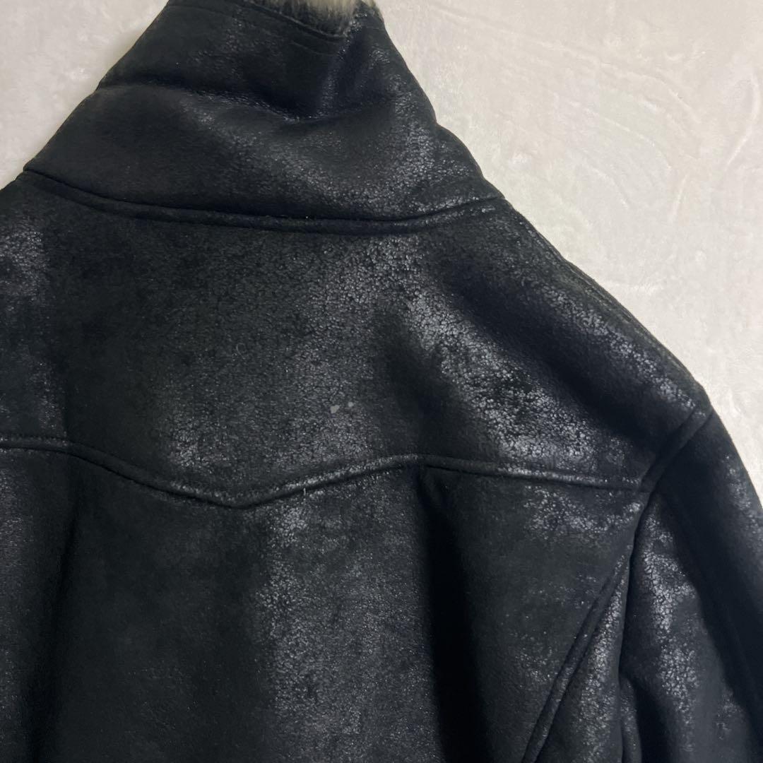 Y2K 20's MASSIMO マッシモ ブラック ファーライダースジャケット