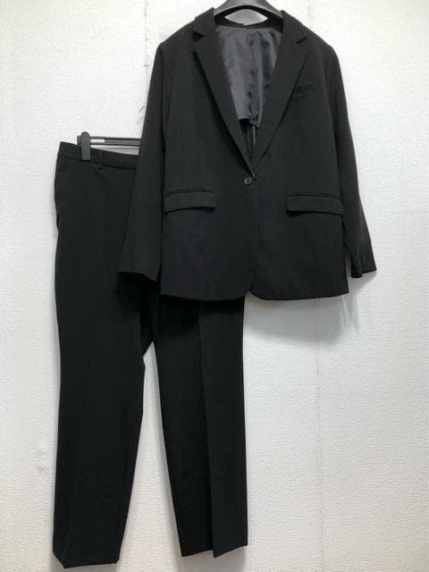 新品☆4Lストレートパンツスーツ黒無地ストレッチお仕事フォーマル☆w354