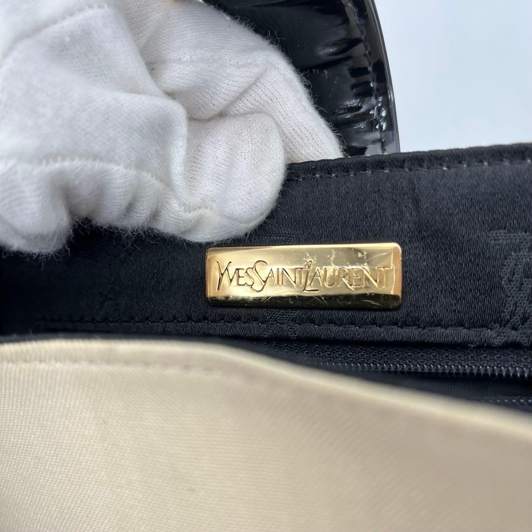 イヴサンローラン トートバッグ 肩掛け ゴールド金具 ロゴ型押し キャンバス