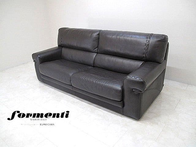 フォルメンティ 総革3人掛けソファ 　総本革ソファ/本革トリプルソファ