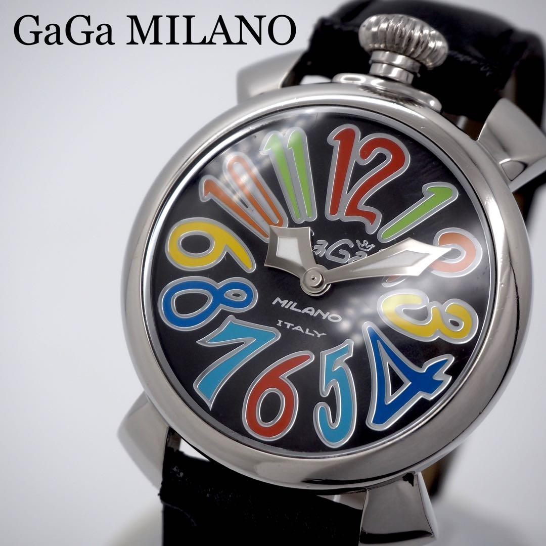 380 稼働 ガガミラノ 時計 メンズ マヌアーレ40 ブラック シルバー 人気