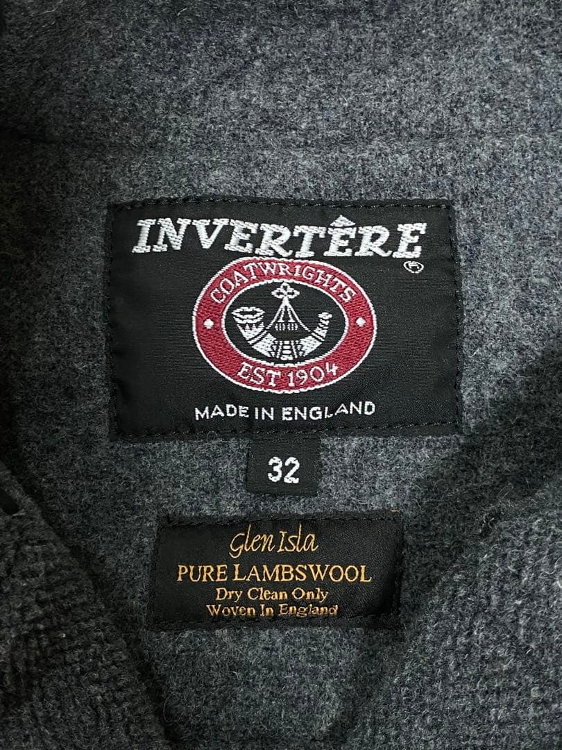 INVERTERE ウール ダッフルコート 英国製 ヘリンボーン グレー