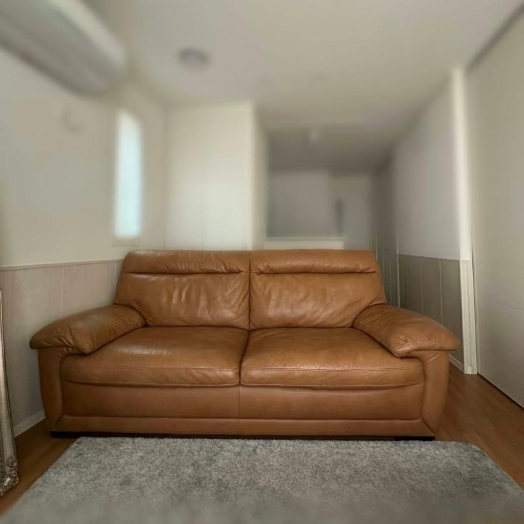 美品【Natuzzi/ナツッジ】レザーソファー　本革　ニトリ