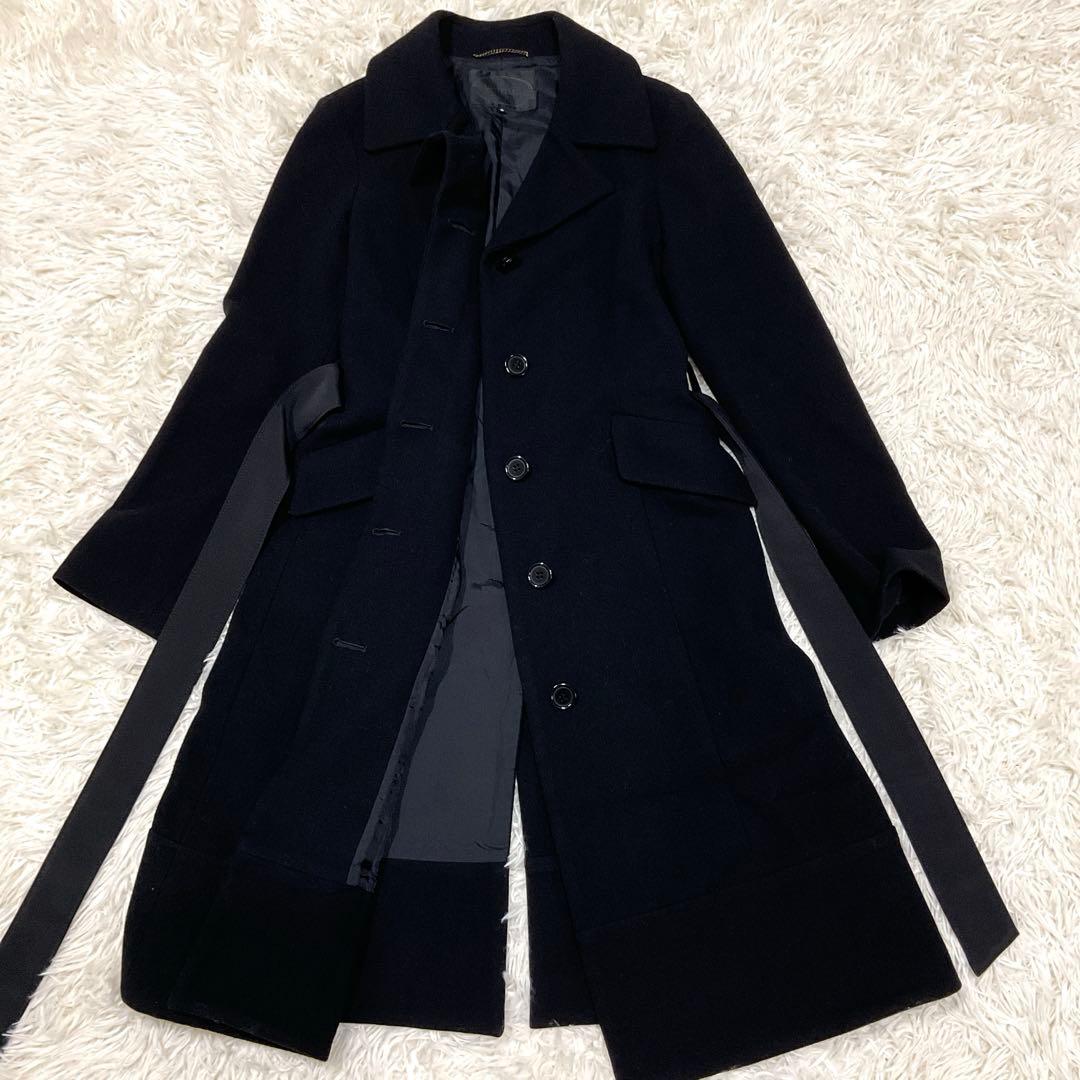 極美品　UNTITLED アンタイトル コート　ロング　ベルト付　ウール　黒　L