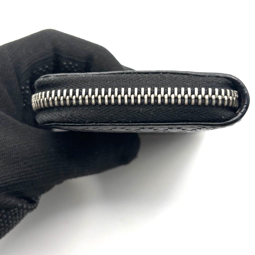グッチ ケース ディアマンテ ラウンドファスナー レザー ブラック