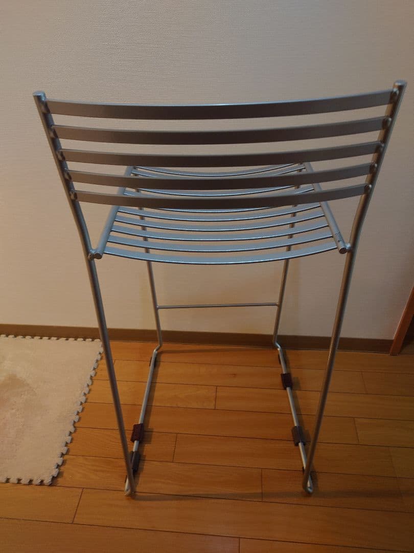 美品　ハイスツール　シルバー　金属　ハイチェア　カウンターチェア