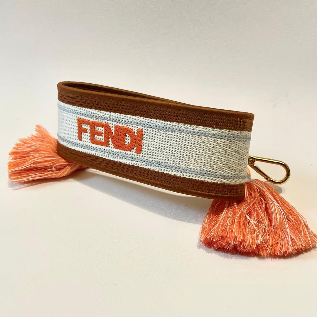 未使用級✨フェンディ ストラップ ユー キャンバス レザー ロゴ ロング バッグ