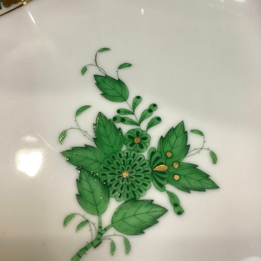 ヘレンド　アポニーグリーン　トライアングルディッシュ