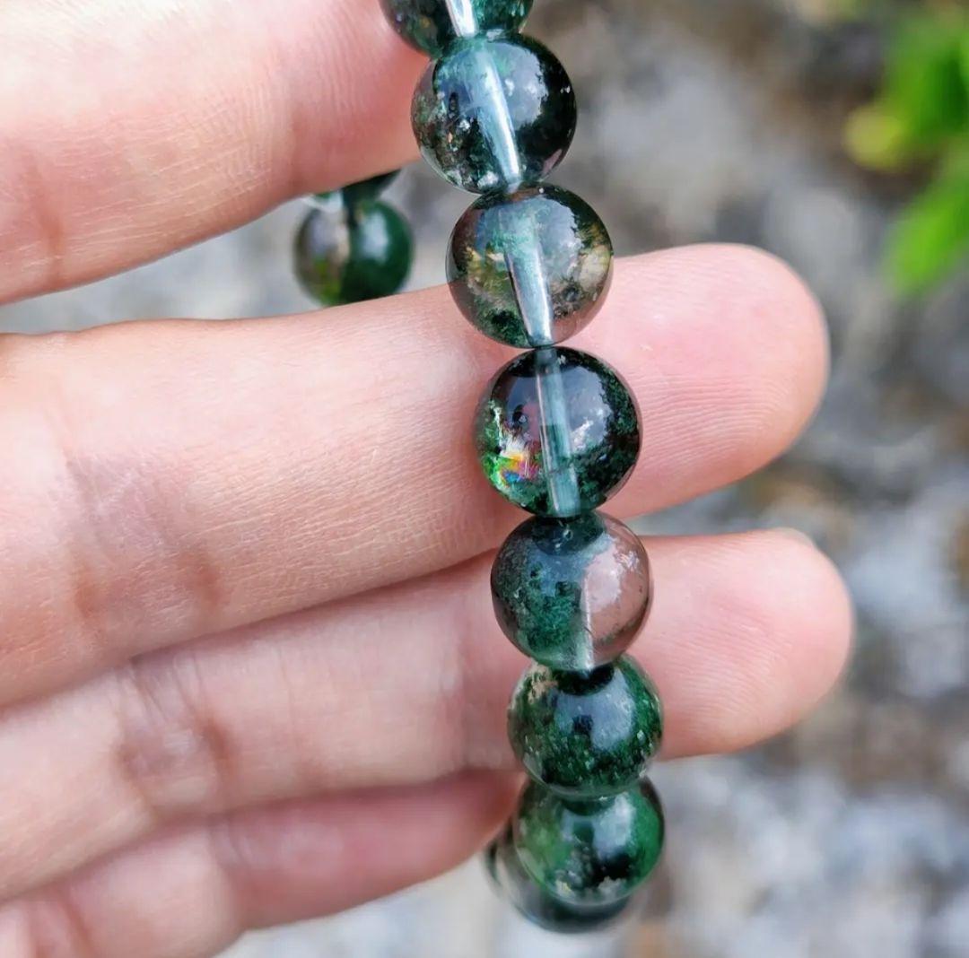 ◆虹◆グリーンガーデンクォーツ 庭園水晶 10ミリ K00680 ブレスレット