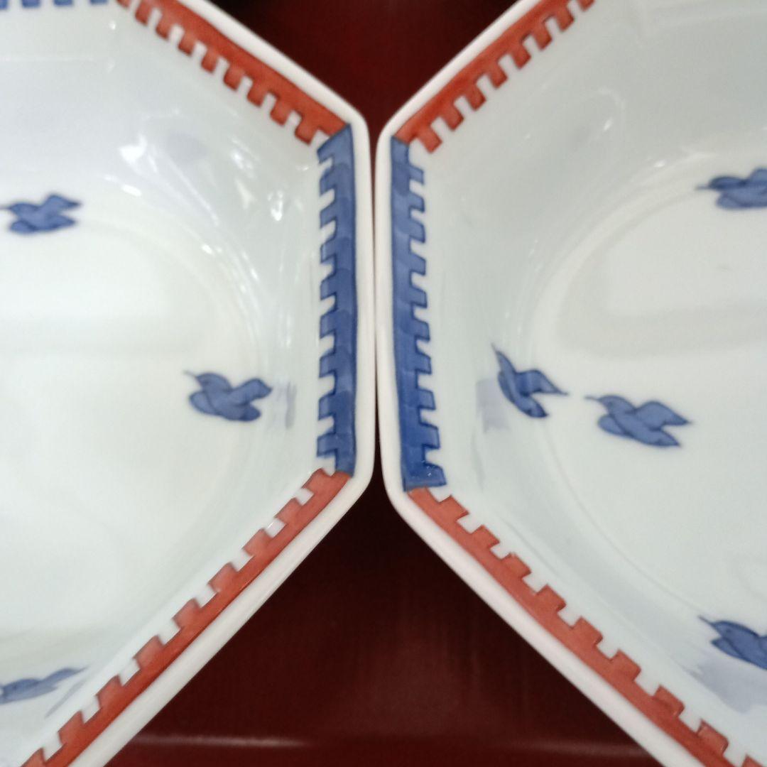有田焼　館林弘明　鳥絵　八角皿　 4枚　保管品