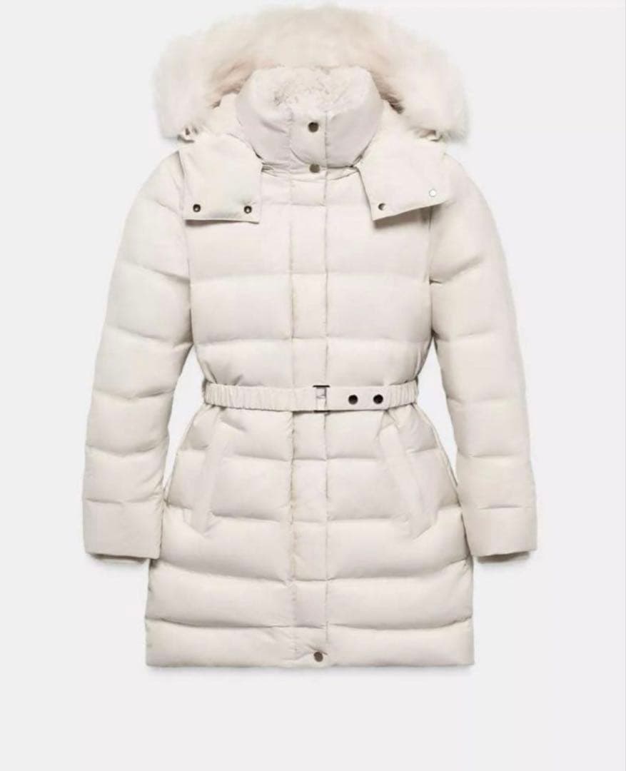 新品タグ付　今期　ZARA ベルト付き撥水加工ダウンコート