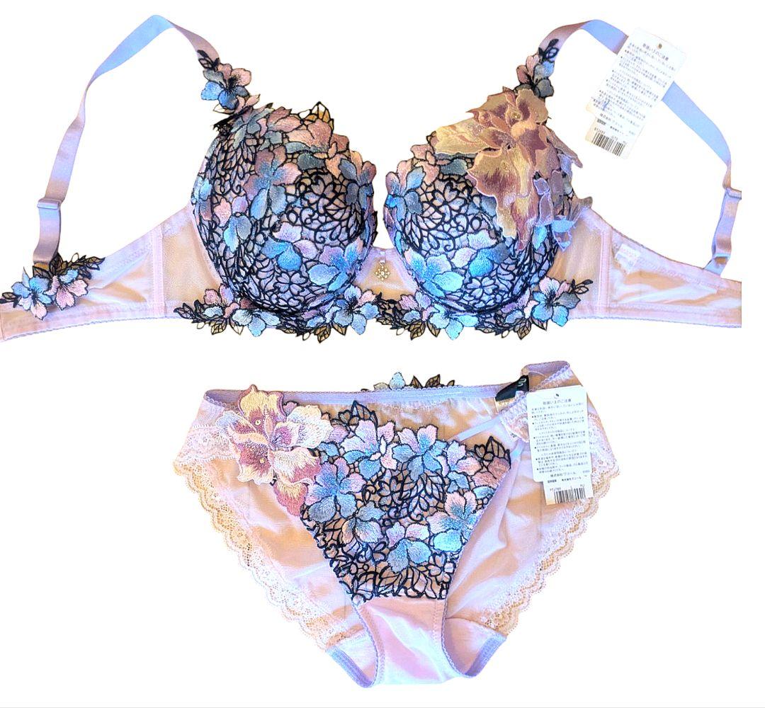 サルート花柄刺繍ブラジャーショーツセットG70 ショーツL