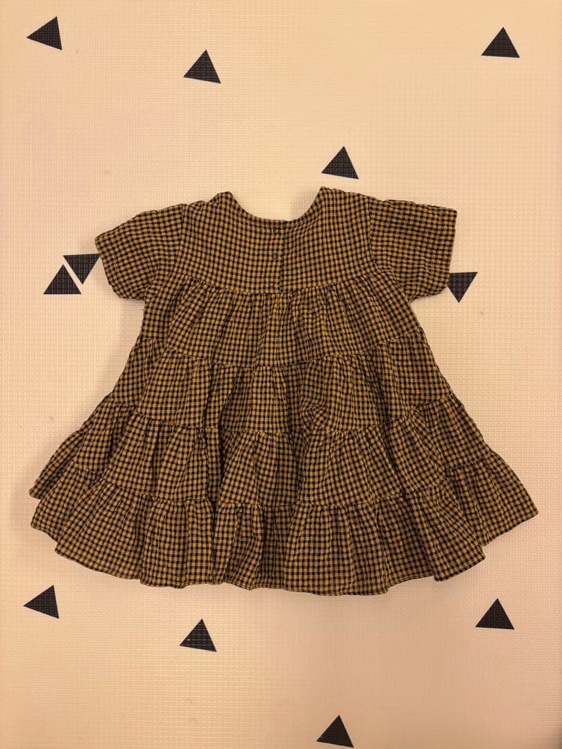 ワンピース Uhr Checkered Tiered Dress yellow&black