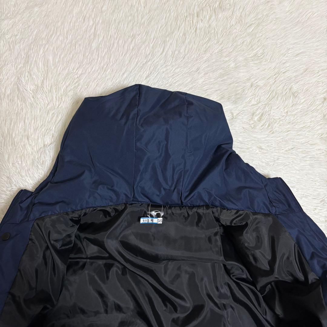 Mizuno ベンチコート ロング ダウン90% フード付 男女 ネイビー XL
